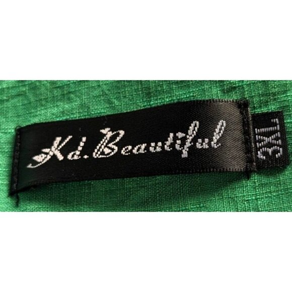 KD. BEAUTIFUL Shamrock Green Linen Blend Belt Tunic Dolman St. Patrick's Sz 3XL - Picture 3 of 8